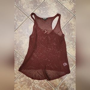 Like New Maroon Crochet Racerback Tank Size Small